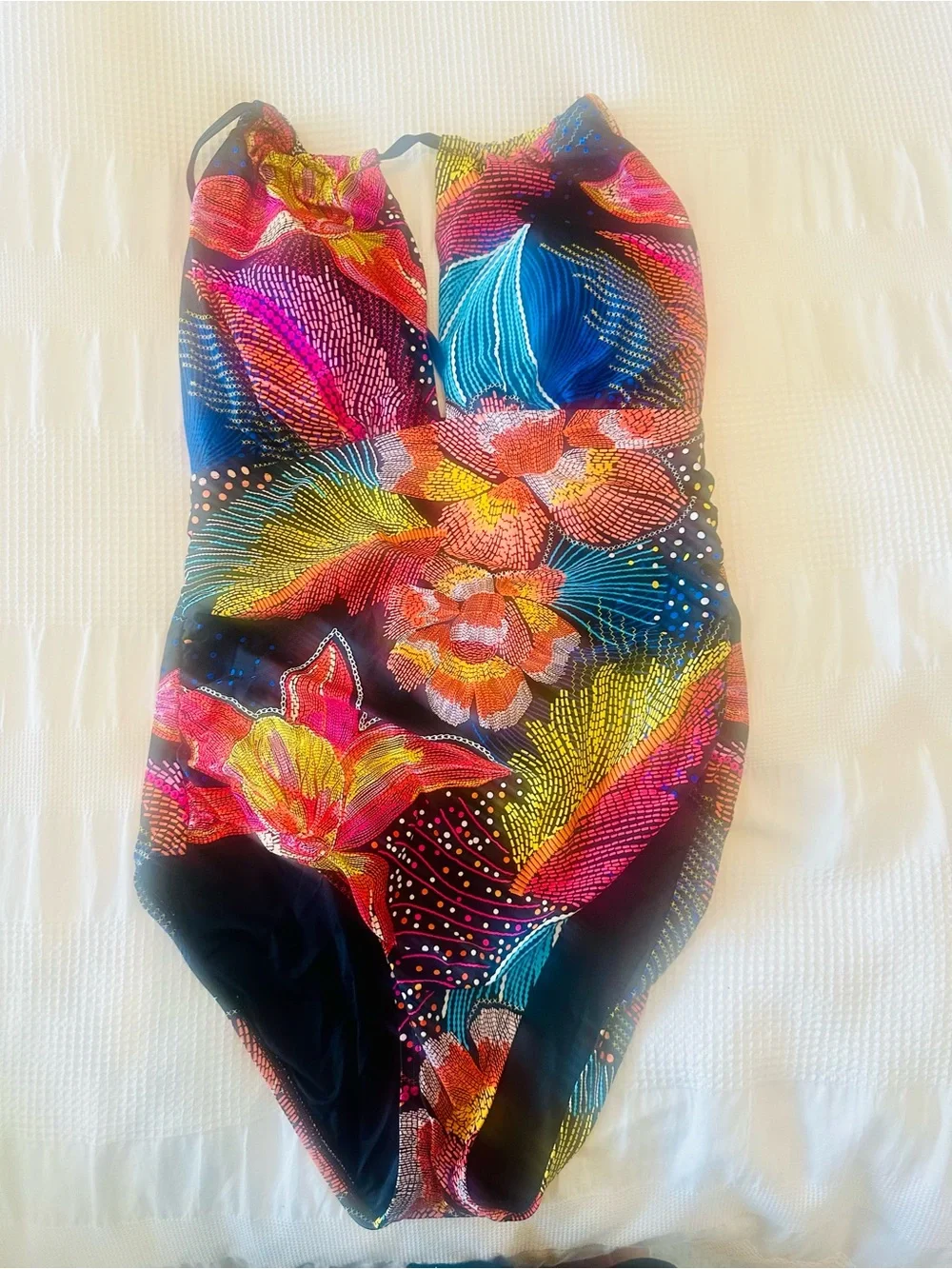 La Blanca Black One-Piece Swimsuit with Pink, Yellow & Blue Floral Print